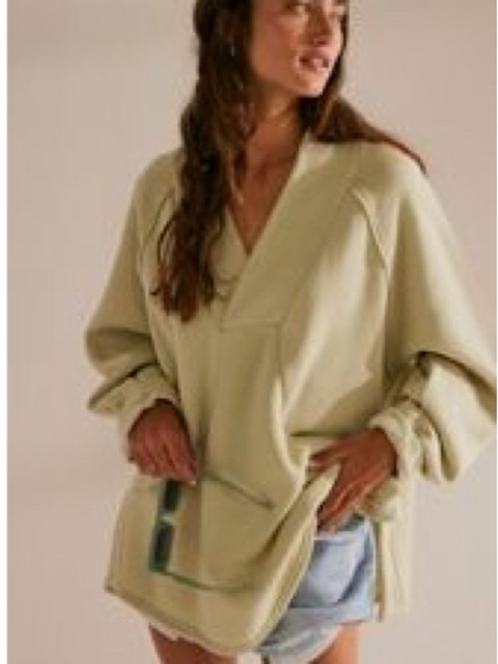 Free People Marguerite Pullover in Stone Moss